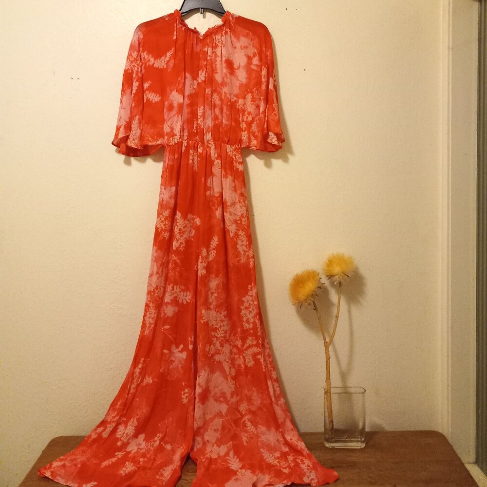 NWT Pinko Aquarius Coral Pink Hibiscus Floral Romantic FairycoreJumpsuit XS/IT36